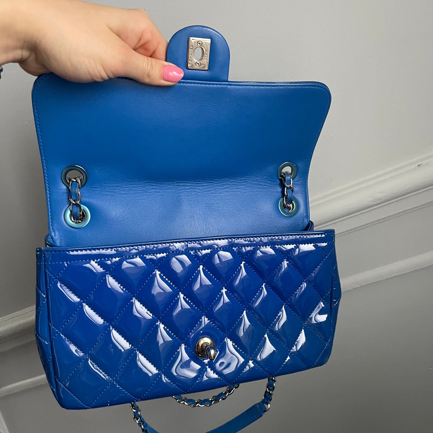 Chanel Classic flapbag i blå