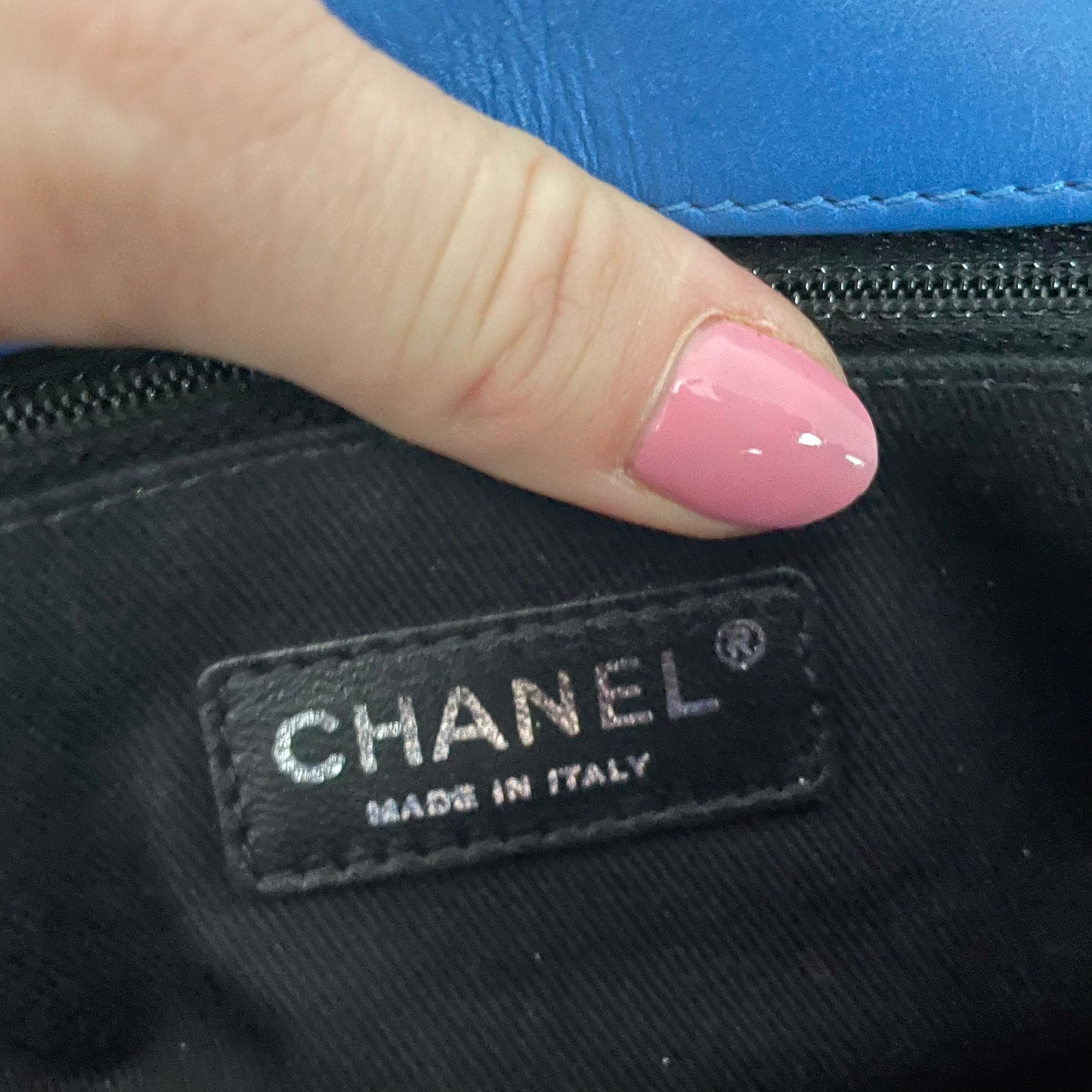 Chanel Classic flapbag i blå